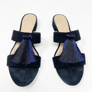 Loeffler Randall Black Sandals with Blue Tassels